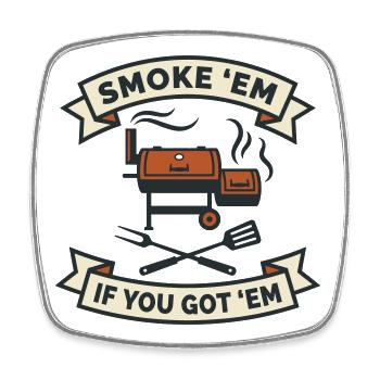 Offset Meat Smoker Low and Slow - Square fridge magnet - white - Front