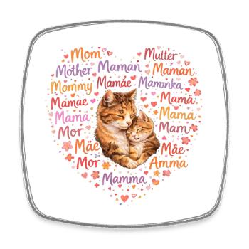 Katzen Mama Herz – Muttertag Geschenk Katze - Viereckiger Kühlschrankmagnet - Weiß - Vorne