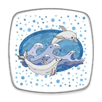 Dauphins - Magnet carré - blanc - Devant