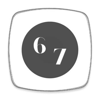 6 7 Logo – Design de Tendance Minimaliste - Magnet carré - blanc - Devant