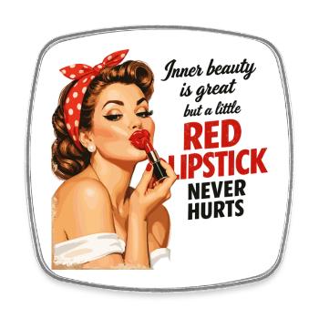 Pin-Up Girl Rétro Design : rouge à lèvres rouge - Magnet carré - blanc - Devant