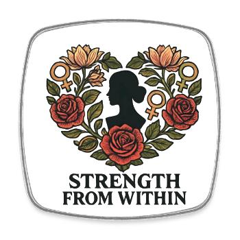 Force intérieure : Silhouette du Cœur de Rose - Magnet carré - blanc - Devant
