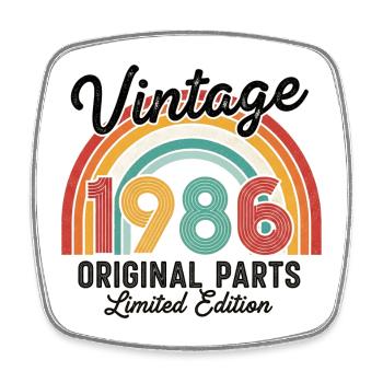 Vintage 1986 Original Parts 40-jähriges Jubiläum - Viereckiger Kühlschrankmagnet - Weiß - Vorne