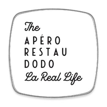 Real Life (black text) - Square fridge magnet - white - Front