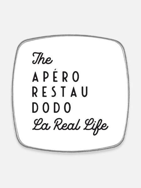 Real Life (black text) - Square fridge magnet - white