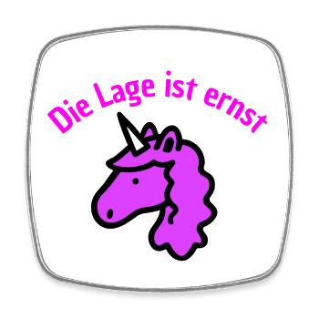 DIE LAGE IST ERNST, LILA EINHORN! LUSTIGER SPRUCH - Viereckiger Kühlschrankmagnet - Weiß - Vorne