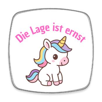 LAGE IST ERNST, COOLES EINHORN! LUSTIGER SPRUCH - Viereckiger Kühlschrankmagnet - Weiß - Vorne