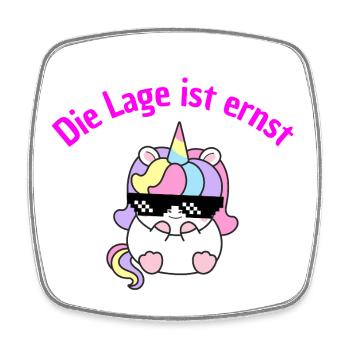 LAGE IST ERNST, COOLES EINHORN! LUSTIGER SPRUCH - Viereckiger Kühlschrankmagnet - Weiß - Vorne