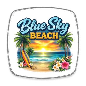 Blue Sky Beach Sunset - Square fridge magnet - white - Front