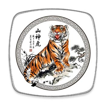 Tiger Asiatische Landschaft - Viereckiger Kühlschrankmagnet - Weiß - Vorne