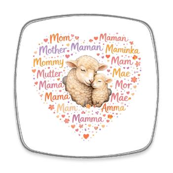 Schaf Mama Herz – Muttertag Geschenk für Mama - Viereckiger Kühlschrankmagnet - Weiß - Vorne
