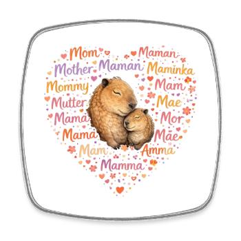 Capybara Mama Herz – Muttertag Geschenk - Viereckiger Kühlschrankmagnet - Weiß - Vorne