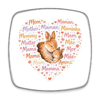 Kaninchen Mama Herz – Muttertag Geschenk - Viereckiger Kühlschrankmagnet - Weiß - Vorne