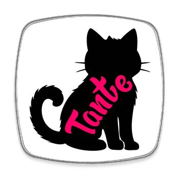 Katzen Tante - Viereckiger Kühlschrankmagnet - Weiß - Vorne