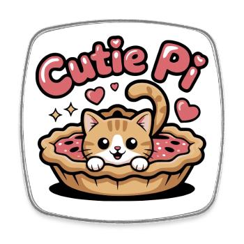 Cutie Pi Cat - Magnet carré - blanc - Devant