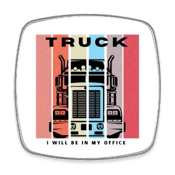 Amerikanischer Lkw – Klassisches US-Lkw-Fahrer-Design - Viereckiger Kühlschrankmagnet - Weiß - Vorne