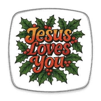 Jesus liebt dich, Holly - Viereckiger Kühlschrankmagnet - Weiß - Vorne