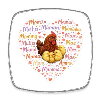 Huhn Küken Mama Herz – Muttertag Geschenk - Viereckiger Kühlschrankmagnet - Weiß - Vorne