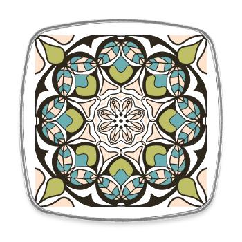 Mandala du printemps - Magnet carré - blanc - Devant