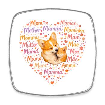 Corgi Mom Heart – Cadeau de la fête des mères - Magnet carré - blanc - Devant