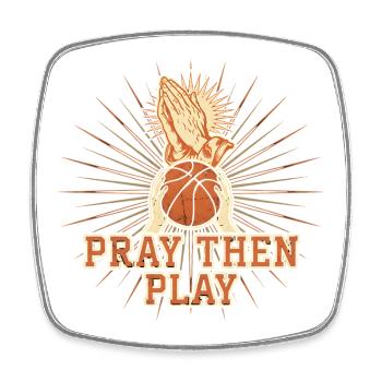 Pray Then Play Christlicher Basketball Glaube - Viereckiger Kühlschrankmagnet - Weiß - Vorne