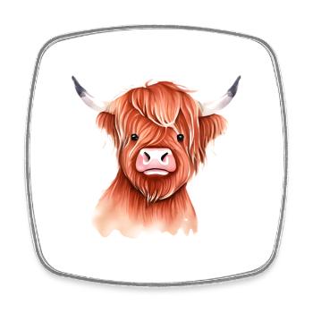 Highland Cattle Rind Illustration - Viereckiger Kühlschrankmagnet - Weiß - Vorne