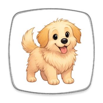 Fluffy pausiert für ein Foto - Viereckiger Kühlschrankmagnet - Weiß - Vorne