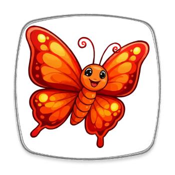 Oranger Schmetterling - Viereckiger Kühlschrankmagnet - Weiß - Vorne