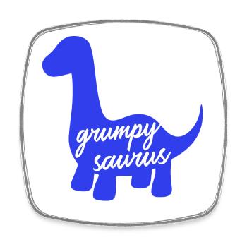 Grumpysaur : design drôle de dinosaure Brachiosaurus - Magnet carré - blanc - Devant