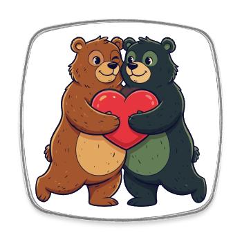 Zwei Bären Herzfreundschaft - Viereckiger Kühlschrankmagnet - Weiß - Vorne