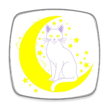  Katze Mond Sterne Outline - Viereckiger Kühlschrankmagnet - Weiß - Vorne