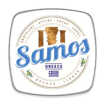 Samos Insel in Griechenland Vintage Souvenir - Viereckiger Kühlschrankmagnet - Weiß - Vorne
