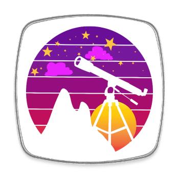 Retro Astronomie Teleskop Sonnenuntergang - Viereckiger Kühlschrankmagnet - Weiß - Vorne