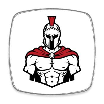 Spartan Face Bodybuilding Krieger-Maskottchen - Viereckiger Kühlschrankmagnet - Weiß - Vorne