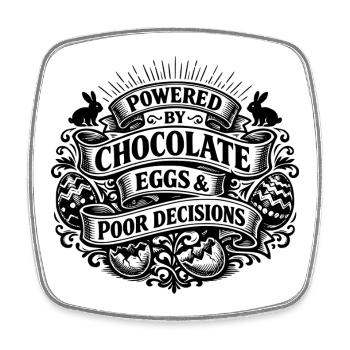 Propulsé par des œufs au chocolat et de mauvaises décisions - Magnet carré - blanc - Devant
