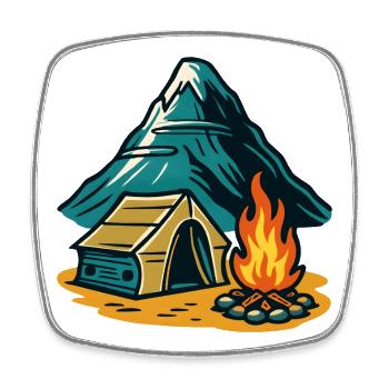Mountain camping fire pit - Square fridge magnet - white - Front