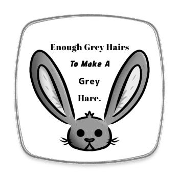 Grauer Hase/Haare - Viereckiger Kühlschrankmagnet - Weiß - Vorne