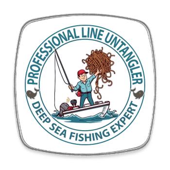 Logo de l’expert en pêche en haute mer - Magnet carré - blanc - Devant