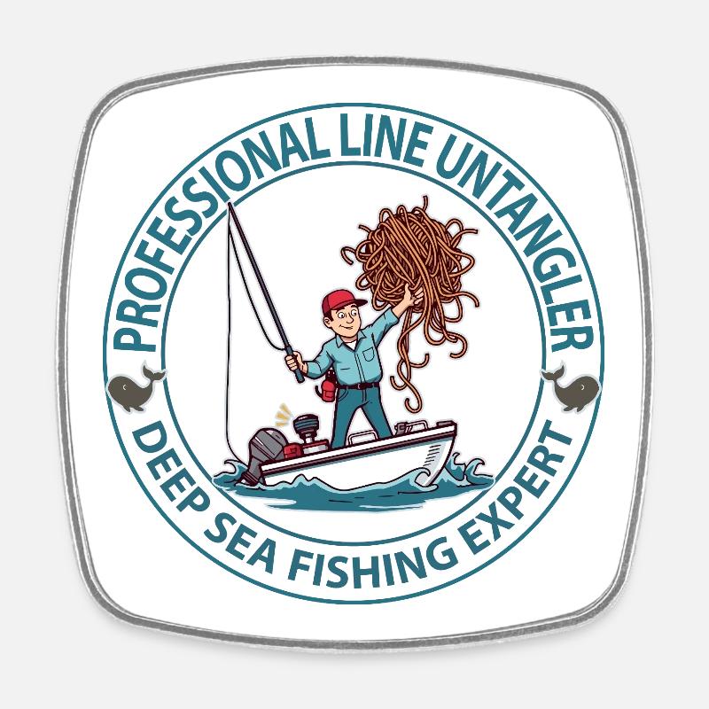 Deep Sea Fishing Expert Logo - Square fridge magnet - white