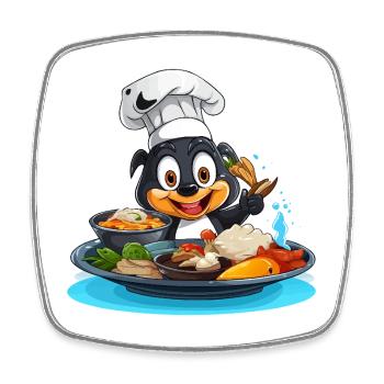 Dessin animé Cooking Dog Chef - Magnet carré - blanc - Devant