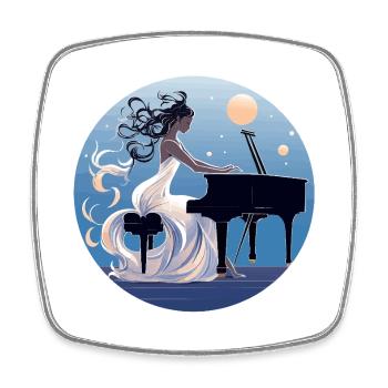 Moonlit Night at the Piano Diva - Square fridge magnet - white - Front