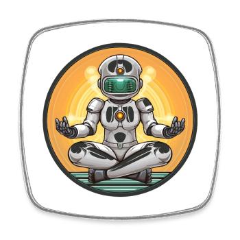 Méditation robotique dans le cercle néon - Magnet carré - blanc - Devant