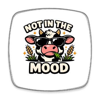 Not in the Mood – Coole Kuh mit Sonnenbrille - Viereckiger Kühlschrankmagnet - Weiß - Vorne