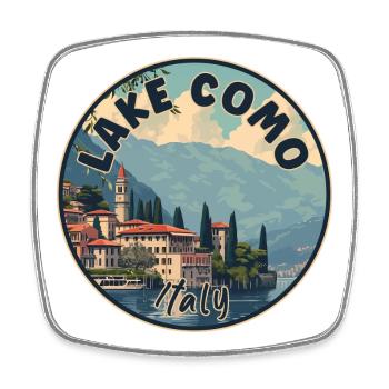Entdecken Sie majestätische Aussicht auf den Comer See in Italien - Viereckiger Kühlschrankmagnet - Weiß - Vorne