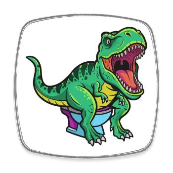 T Rex auf Toilette Cartoon - Viereckiger Kühlschrankmagnet - Weiß - Vorne