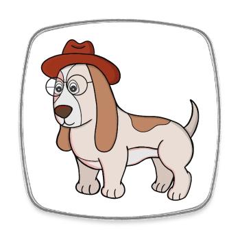 Glasses Beagle avec Fedora - Magnet carré - blanc - Devant