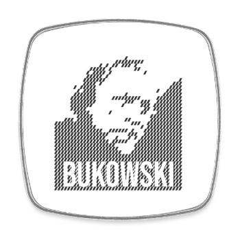 Charles Bukowski Porträtdesign - Viereckiger Kühlschrankmagnet - Weiß - Vorne