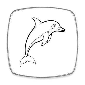 Delfin - Viereckiger Kühlschrankmagnet - Weiß - Vorne