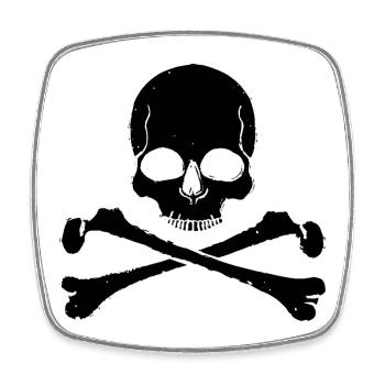 Skull Crossbones Pirate Rocker Look - Square fridge magnet - white - Front