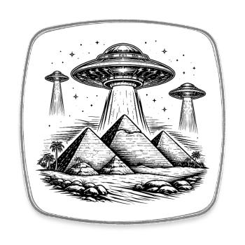 Pyramides OVNI Égypte Mystère Anciens extraterrestres - Magnet carré - blanc - Devant